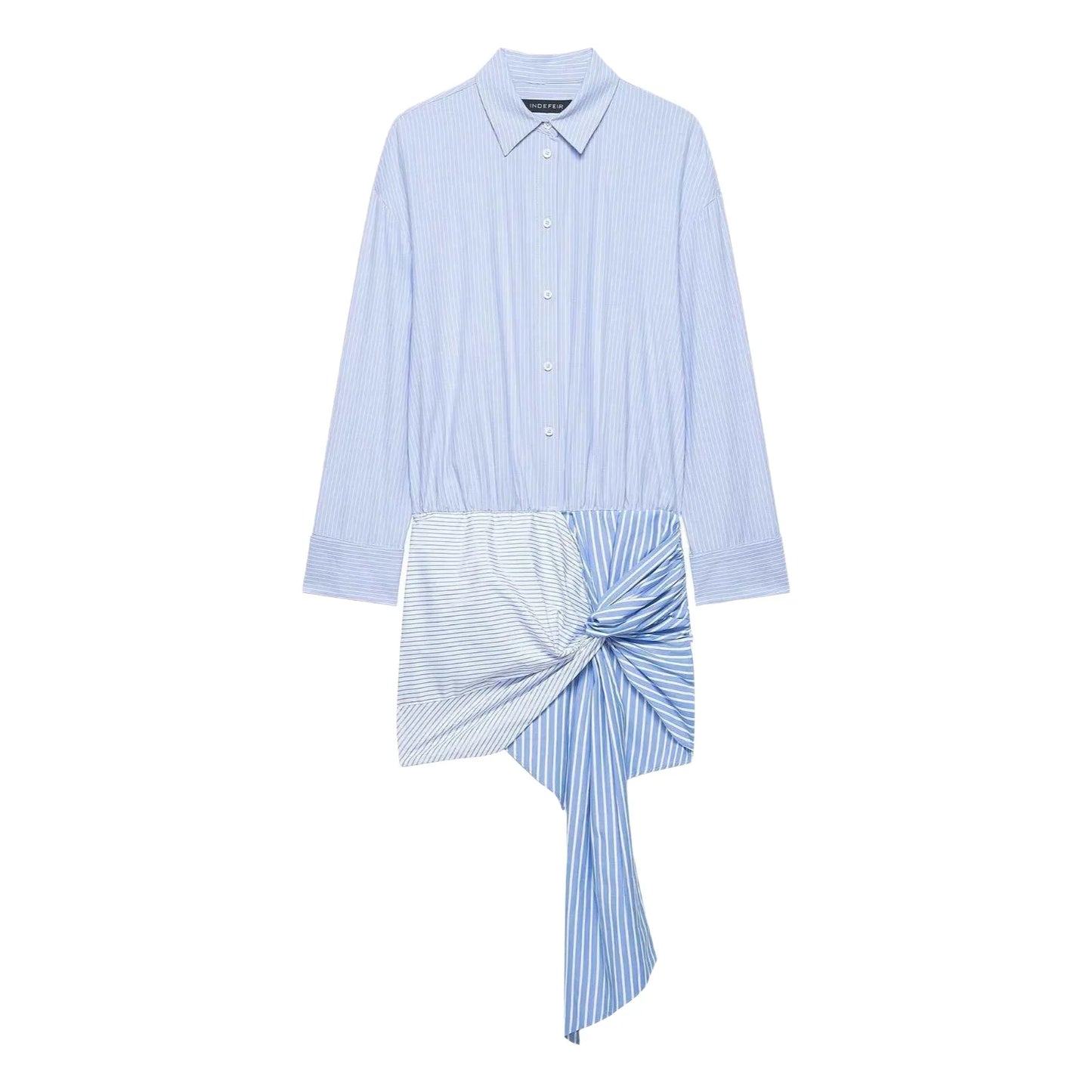 High-Waist V-Neck Shirt Dress | Women's Long-Sleeve Mini Dress
