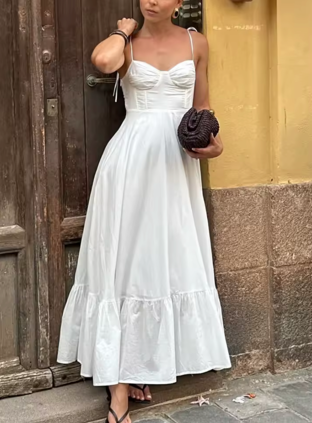Tiered Spaghetti-Strap Maxi Dress | Women's A-Line High-Waist Party Dress