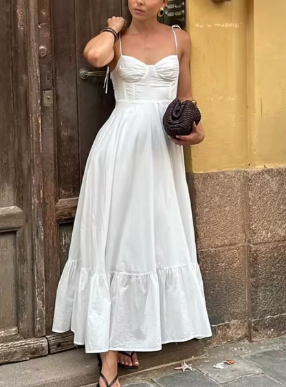 Tiered Spaghetti-Strap Maxi Dress | Women's A-Line High-Waist Party Dress