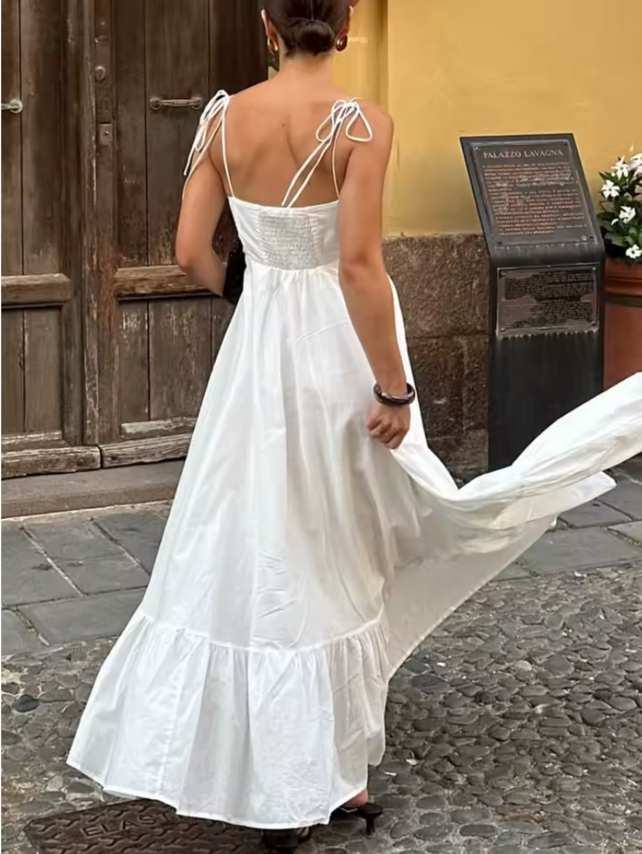 Tiered Spaghetti-Strap Maxi Dress | Women's A-Line High-Waist Party Dress