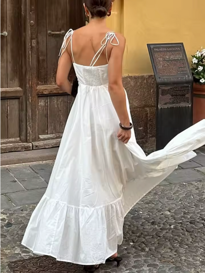 Tiered Spaghetti-Strap Maxi Dress | Women's A-Line High-Waist Party Dress
