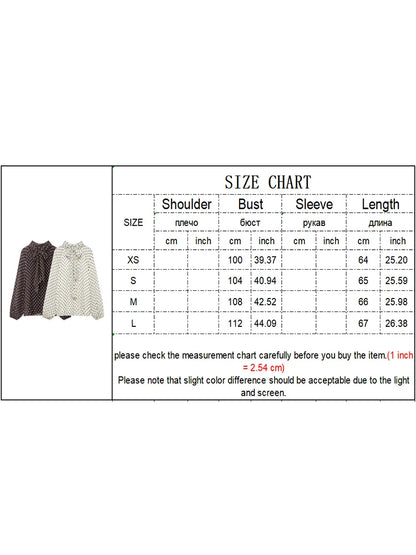 Bow-Collar Polka Dot Blouse | Women's Loose Long-Sleeve Shirt