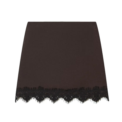 Lace A-Line Mini Skirt | Women's Pleated High-Waist Short Skirt