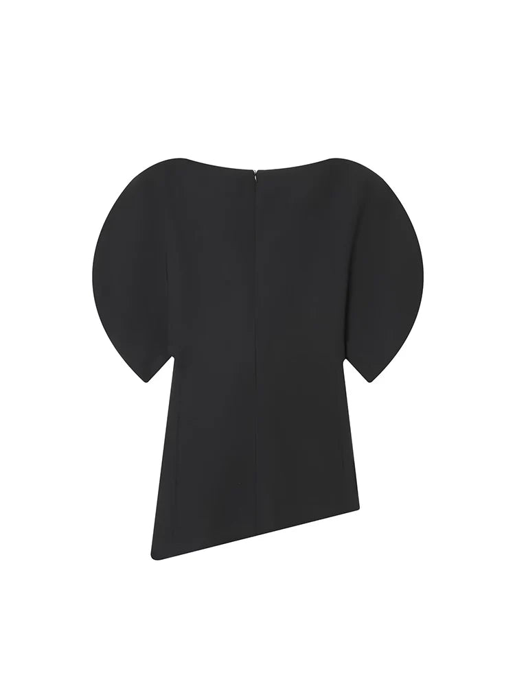 Puff-Sleeve Asymmetric Hem Blouse | Women's Short-Sleeve Summer Top