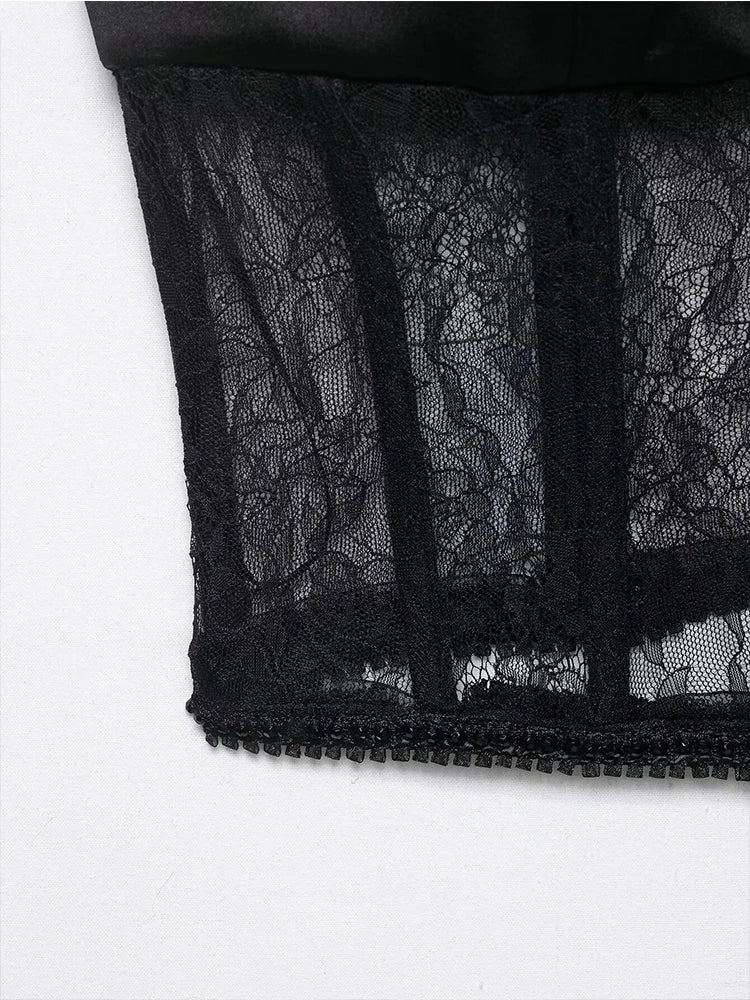 Lace Crop Bustier Cami | Women's Solid Sleeveless Sling Top