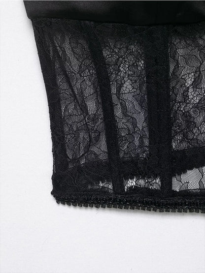 Lace Crop Bustier Cami | Women's Solid Sleeveless Sling Top