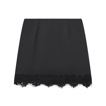 Lace A-Line Mini Skirt | Women's Pleated High-Waist Short Skirt
