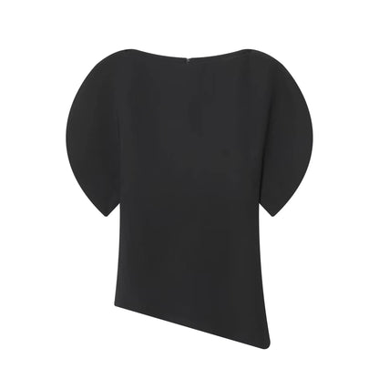 Puff-Sleeve Asymmetric Hem Blouse | Women's Short-Sleeve Summer Top