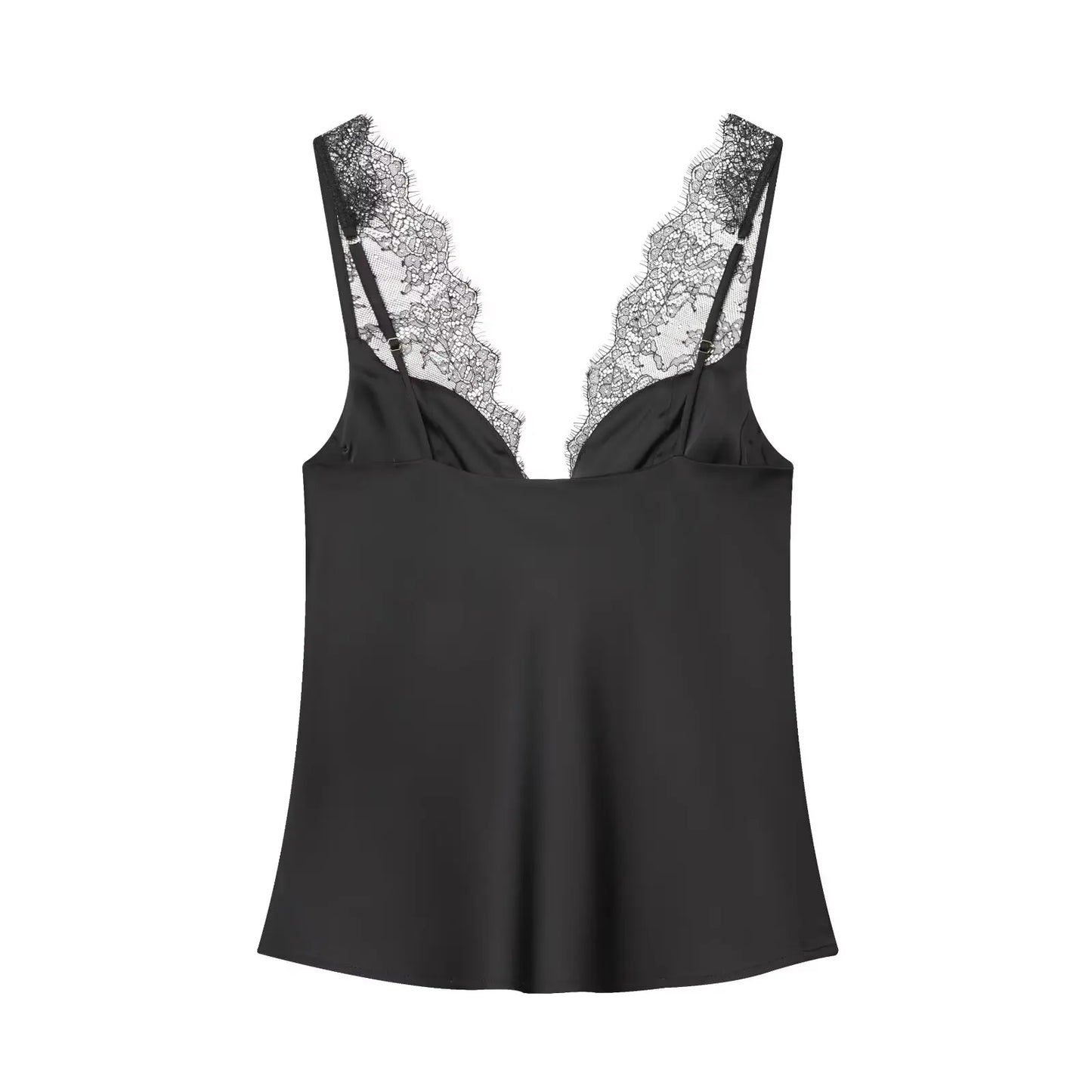 Lace-Panel Deep-V Cami Top | Women's Sleeveless Sling Casualwear