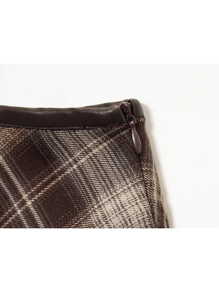 Plaid A-Line Midi Skirt | Women's Vintage Umbrella Skirt with Pockets