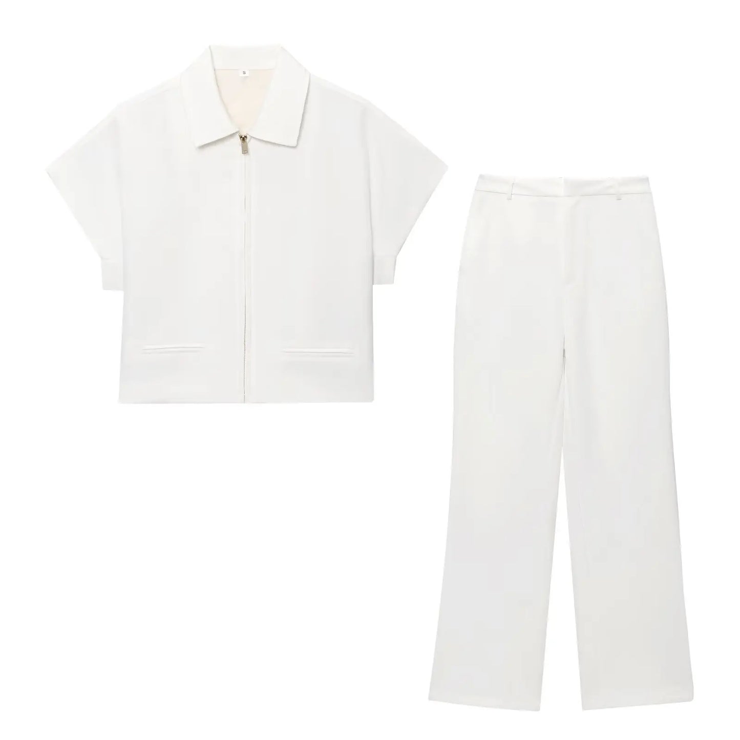 Zip-Front Blazer & Wide-Leg Trousers Set | Women's Summer Two-Piece Co-ord