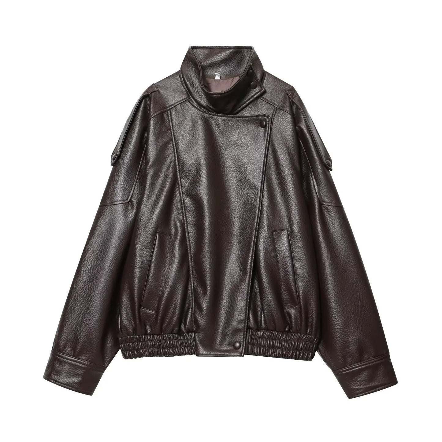 Oversized Faux Leather Biker Jacket | Women's Autumn-Winter Outerwear