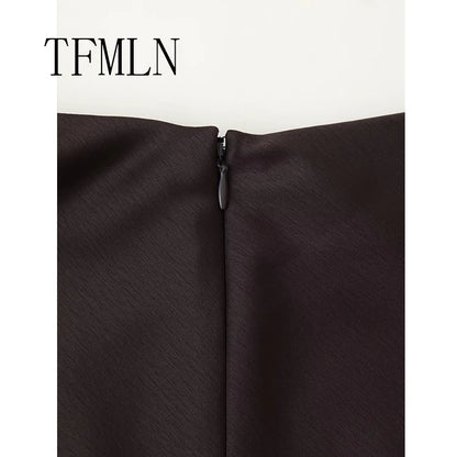 Satin & Lace Wrap Midi Skirt | Women's Elegant Half Skirt