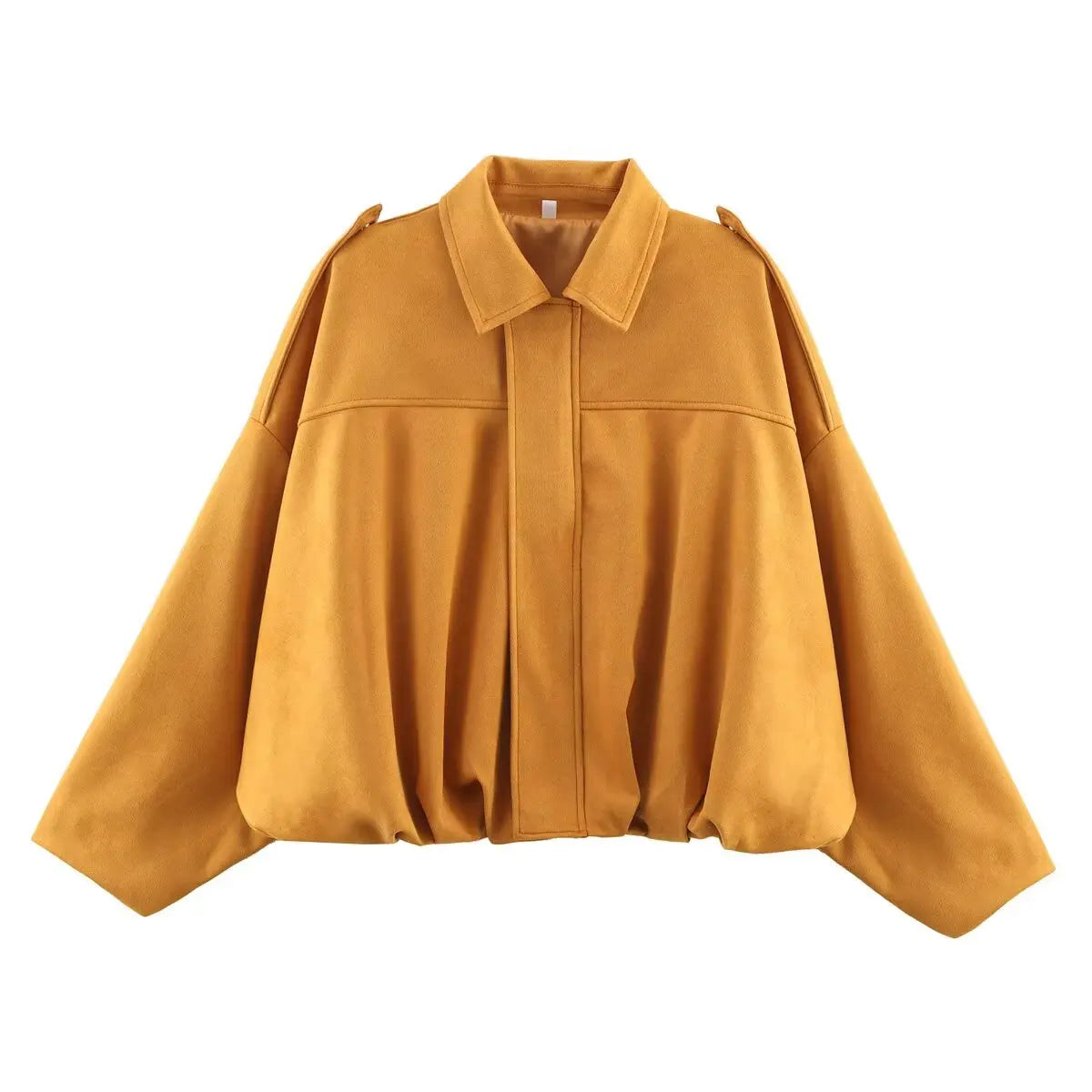 Suede Oversized Bomber Jacket | Women's Zip-Front Casual Outerwear