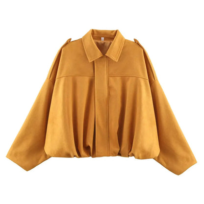 Suede Oversized Bomber Jacket | Women's Zip-Front Casual Outerwear