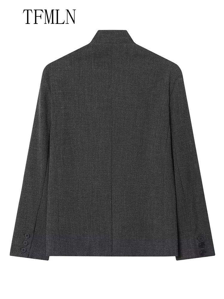 Stand-Collar Single-Button Blazer | Women's Relaxed Tailored Outerwear