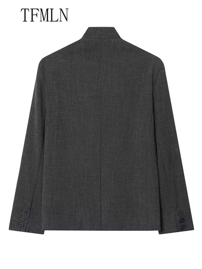 Stand-Collar Single-Button Blazer | Women's Relaxed Tailored Outerwear