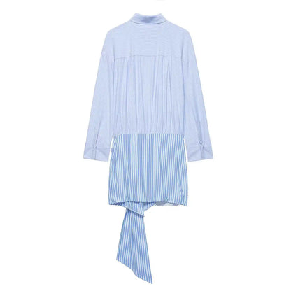 High-Waist V-Neck Shirt Dress | Women's Long-Sleeve Mini Dress