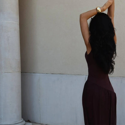 Pleated Tulle Maxi Dress | Women's Sleeveless Mesh Evening Dress