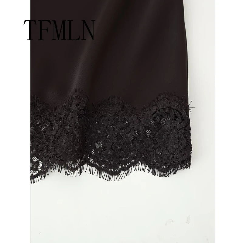 Satin & Lace Wrap Midi Skirt | Women's Elegant Half Skirt