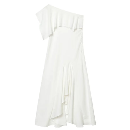 Asymmetric Ruched Maxi Dress | Women's Single-Shoulder Occasion Dress