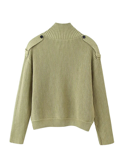 Stand-Collar Knitted Cardigan | Women's Loose Single-Breasted Sweater Coat