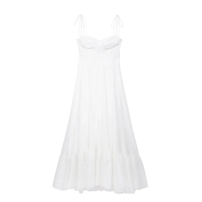 Tiered Spaghetti-Strap Maxi Dress | Women's A-Line High-Waist Party Dress