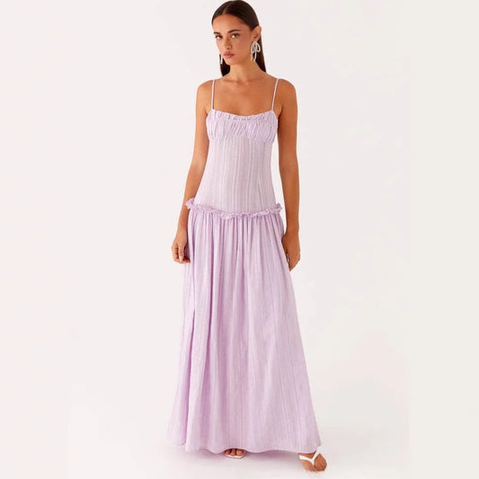 Strappy A-Line Slip Dress | Women's Long Solid Summer Dress
