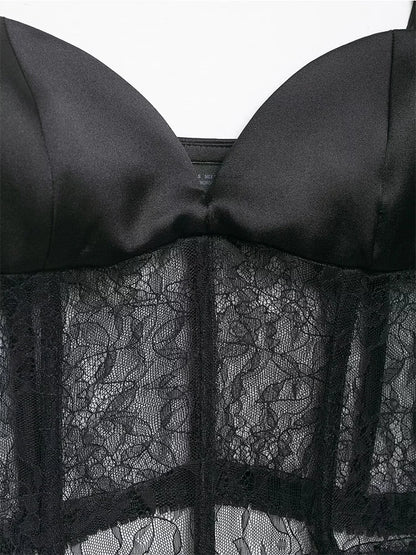 Lace Crop Bustier Cami | Women's Solid Sleeveless Sling Top