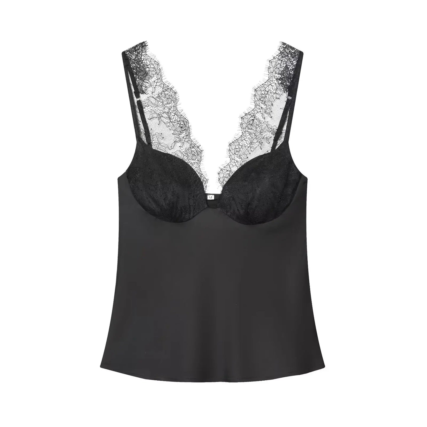 Lace-Panel Deep-V Cami Top | Women's Sleeveless Sling Casualwear