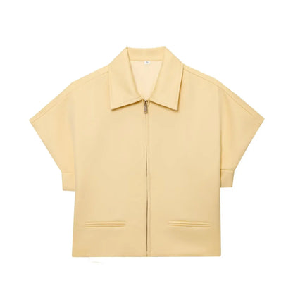 Zip-Front Blazer & Wide-Leg Trousers Set | Women's Summer Two-Piece Co-ord