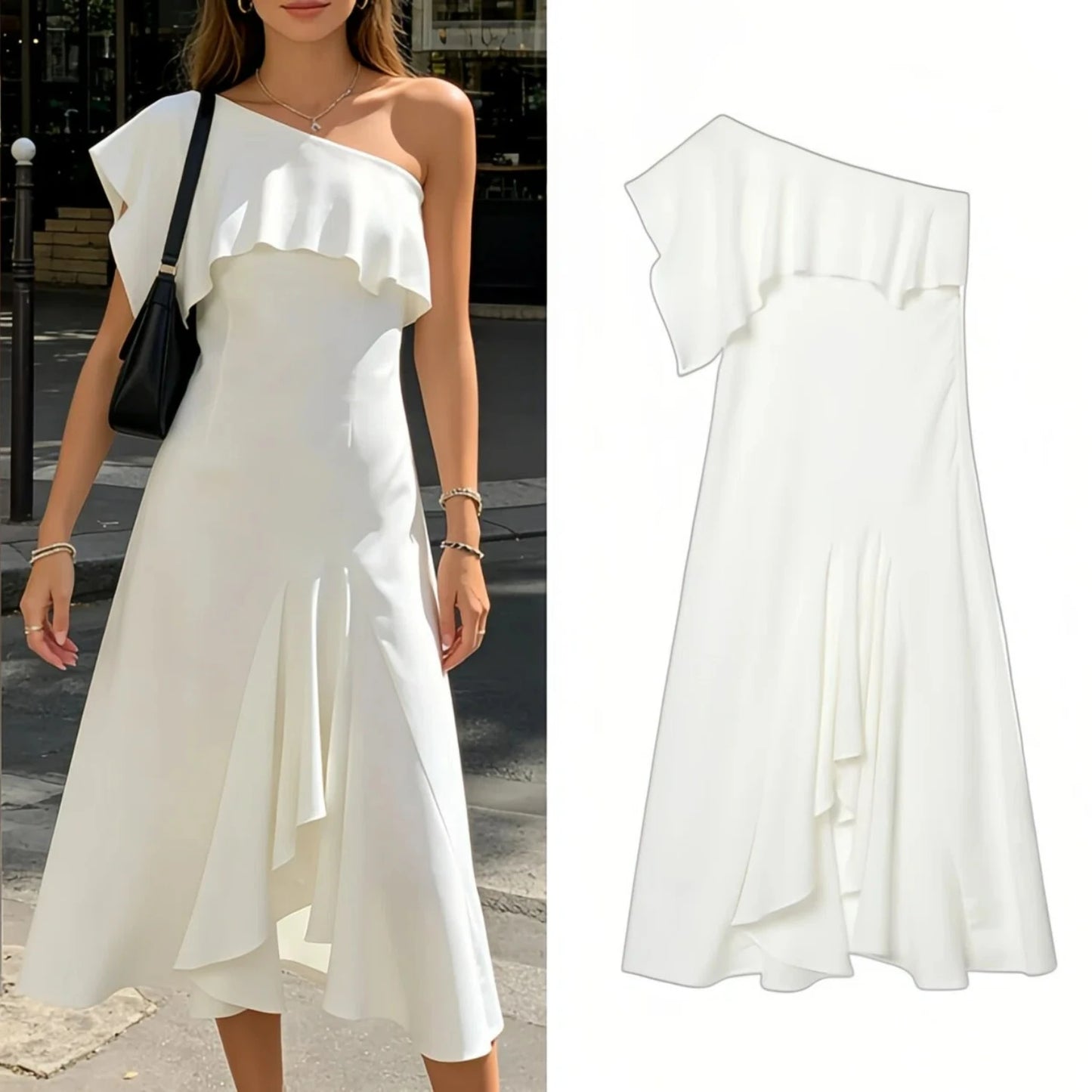 Asymmetric Ruched Maxi Dress | Women's Single-Shoulder Occasion Dress