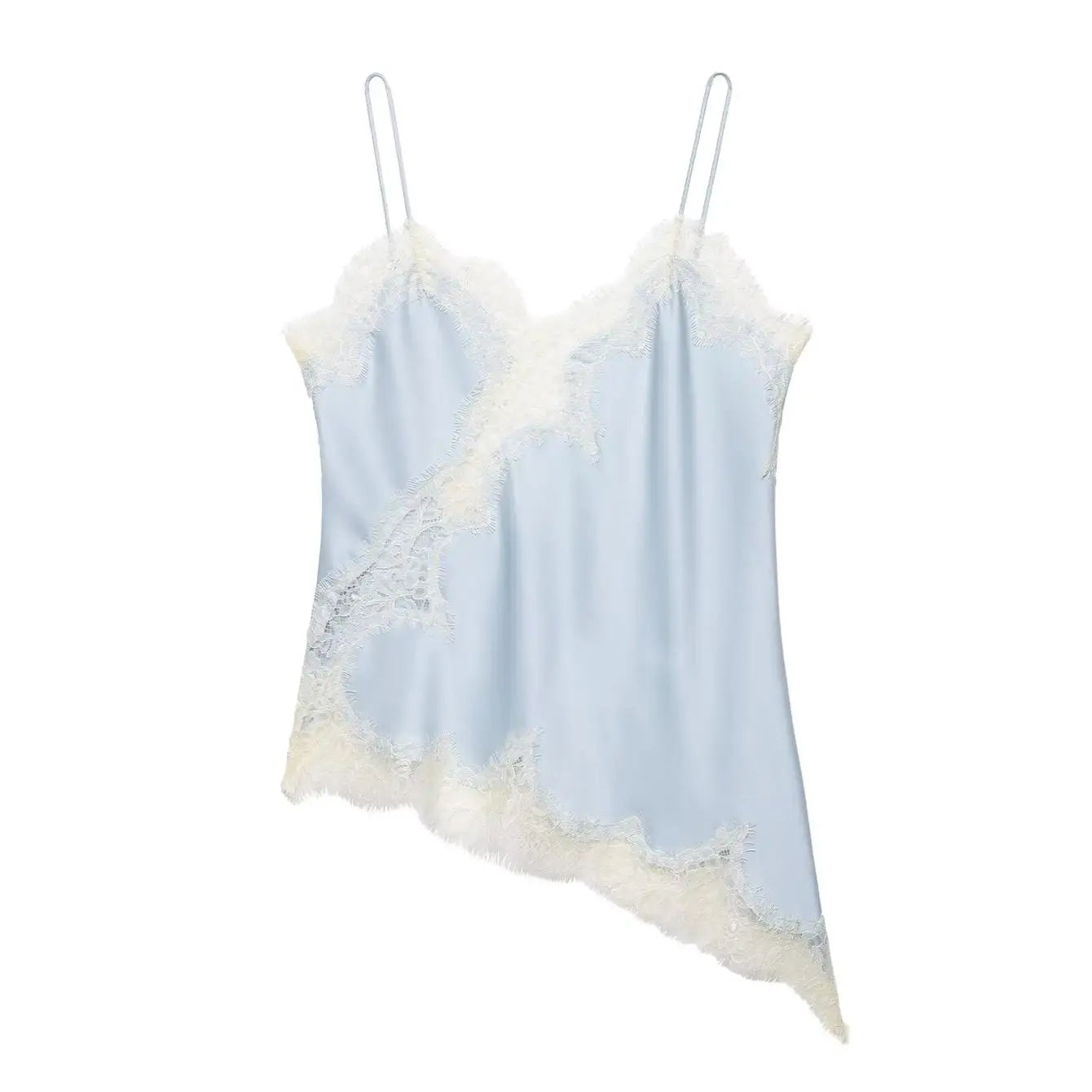 Lace-Splice Backless Cami | Women's V-Neck Asymmetric Sling Top