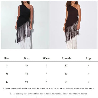 Tasseled One-Shoulder Top | Women's Asymmetric Backless Blouse