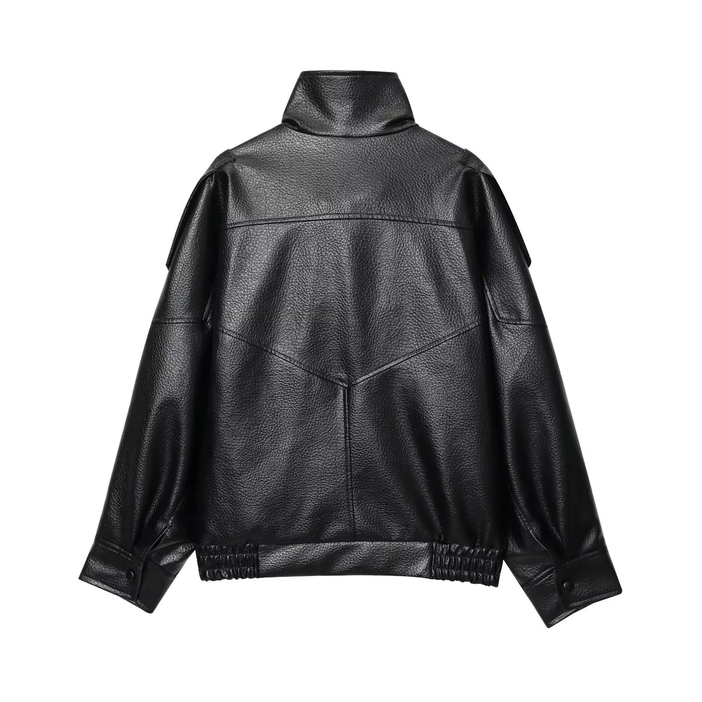 Oversized Faux Leather Biker Jacket | Women's Autumn-Winter Outerwear