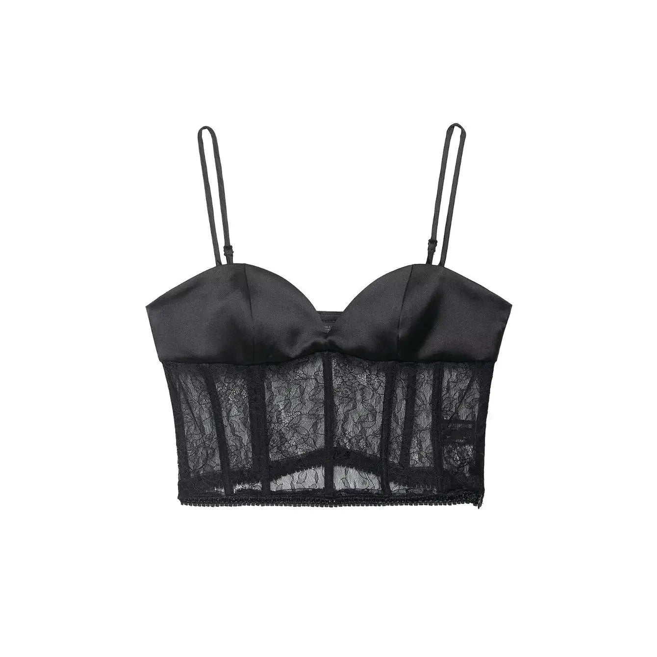 Lace Crop Bustier Cami | Women's Solid Sleeveless Sling Top