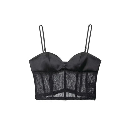 Lace Crop Bustier Cami | Women's Solid Sleeveless Sling Top