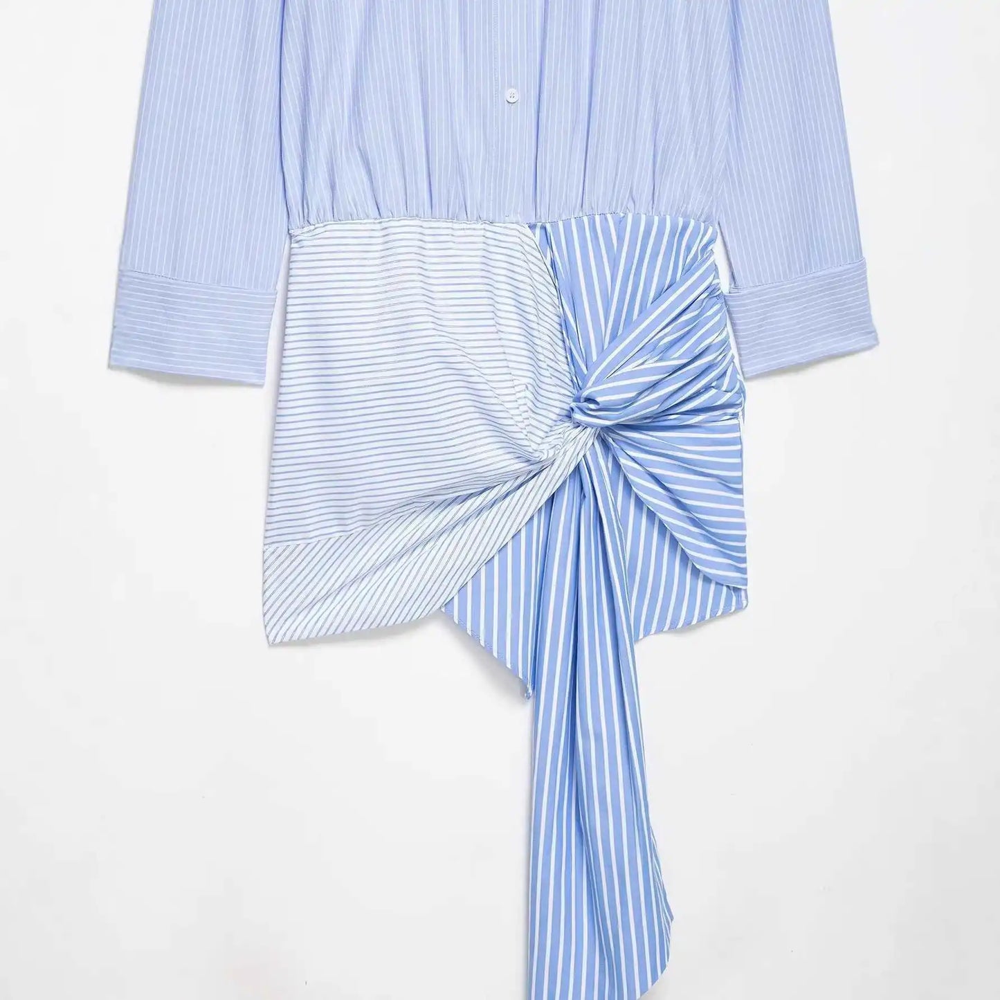 High-Waist V-Neck Shirt Dress | Women's Long-Sleeve Mini Dress