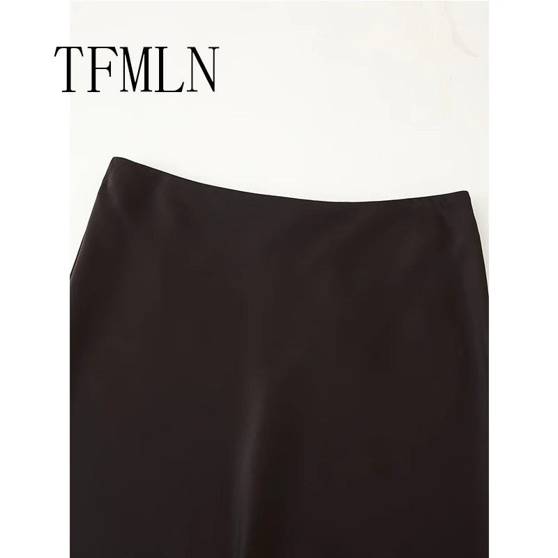 Satin & Lace Wrap Midi Skirt | Women's Elegant Half Skirt