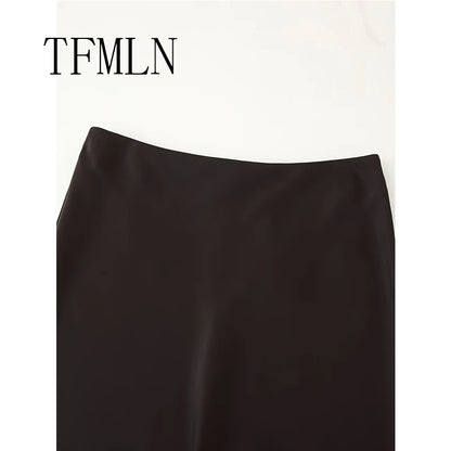 Satin & Lace Wrap Midi Skirt | Women's Elegant Half Skirt