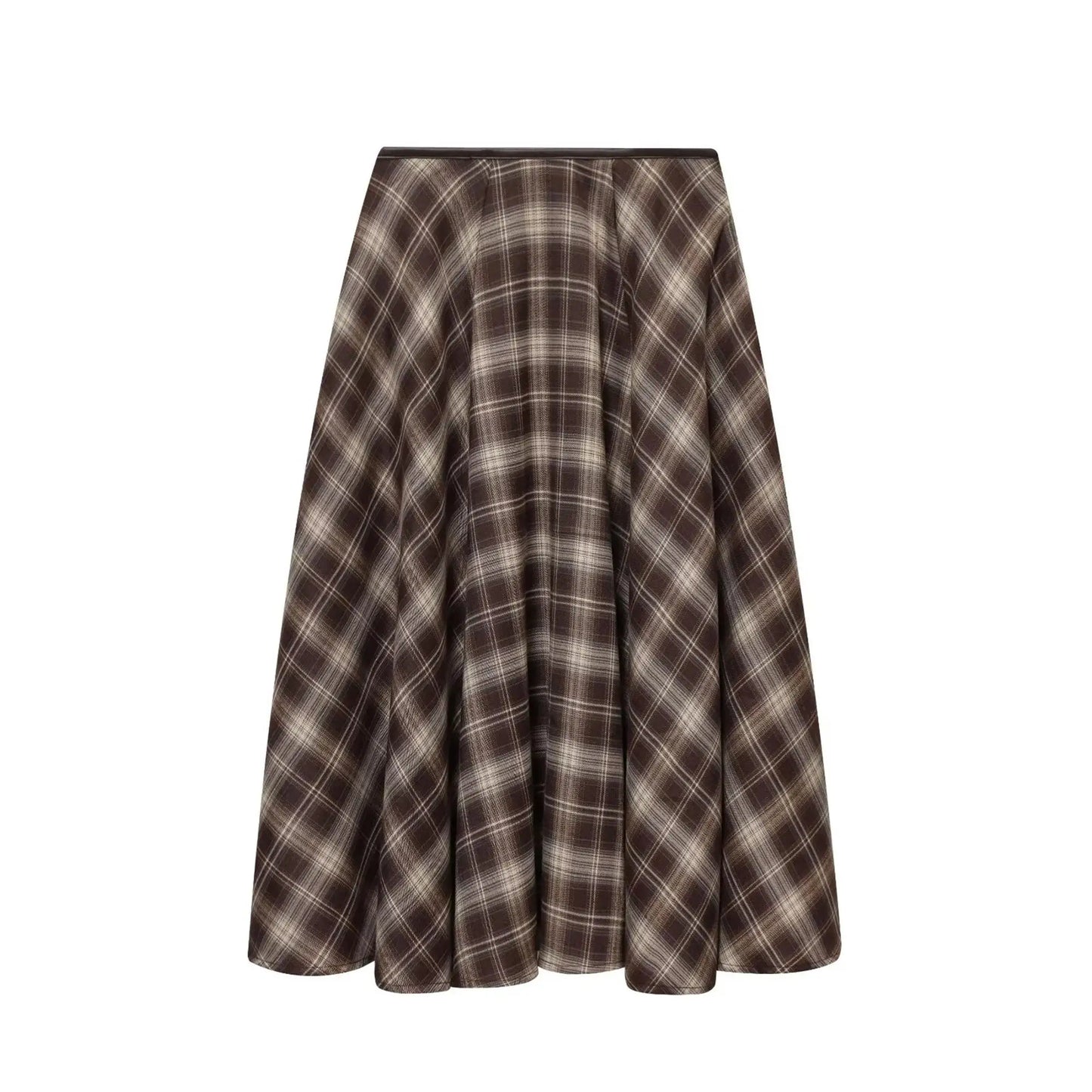 Plaid A-Line Midi Skirt | Women's Vintage Umbrella Skirt with Pockets