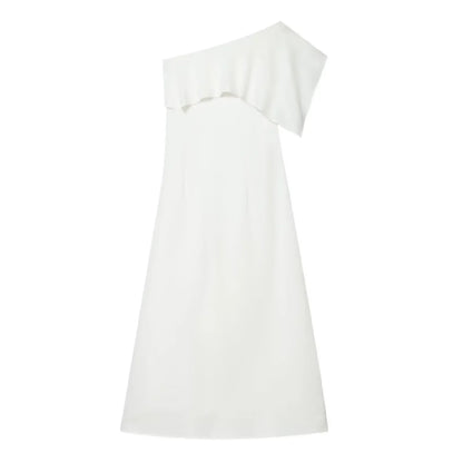 Asymmetric Ruched Maxi Dress | Women's Single-Shoulder Occasion Dress