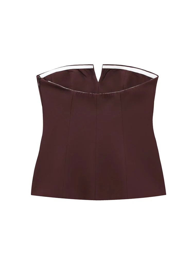 Sleeveless Strapless Crop Top | Women's Solid Office-Ready Tube Top