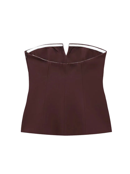 Sleeveless Strapless Crop Top | Women's Solid Office-Ready Tube Top