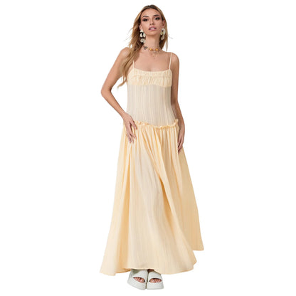 Strappy A-Line Slip Dress | Women's Long Solid Summer Dress
