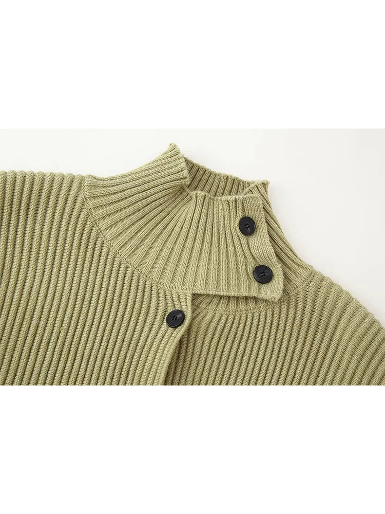 Stand-Collar Knitted Cardigan | Women's Loose Single-Breasted Sweater Coat
