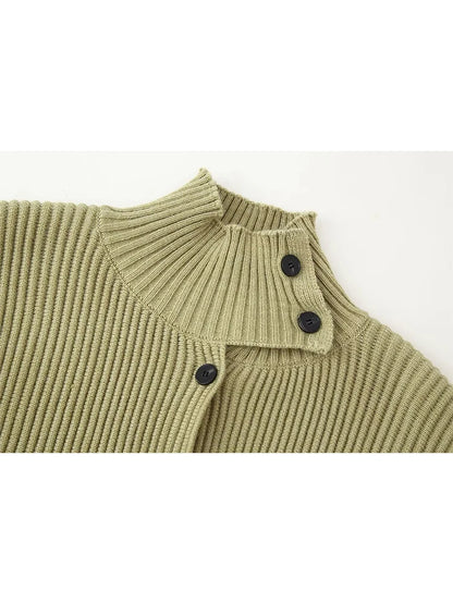 Stand-Collar Knitted Cardigan | Women's Loose Single-Breasted Sweater Coat