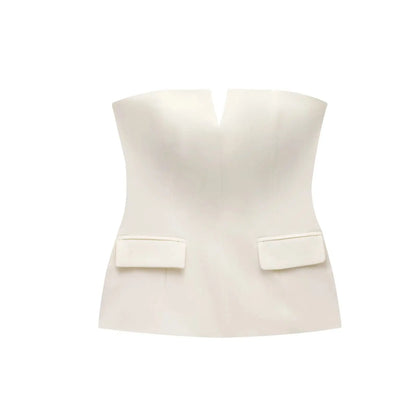 Sleeveless Strapless Crop Top | Women's Solid Office-Ready Tube Top