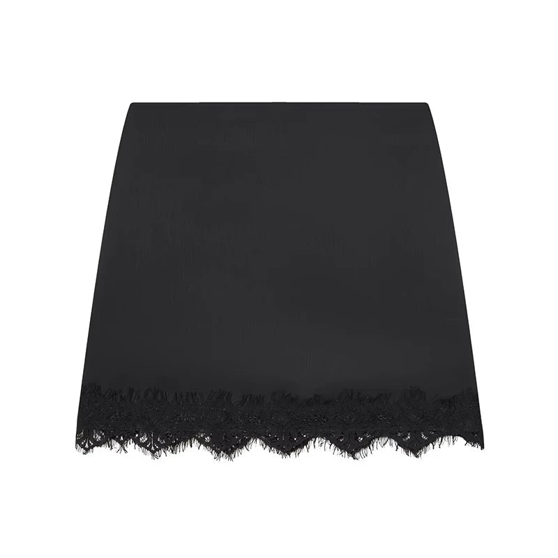 Lace A-Line Mini Skirt | Women's Pleated High-Waist Short Skirt