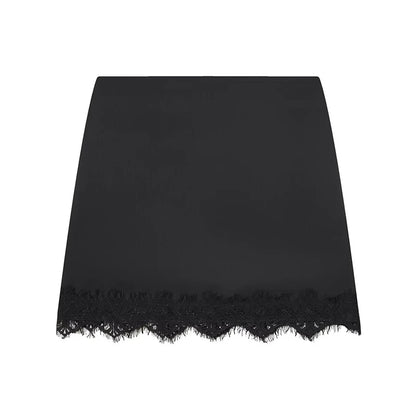 Lace A-Line Mini Skirt | Women's Pleated High-Waist Short Skirt